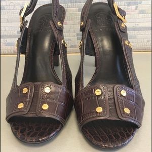 SALE!!! Tory Burch Croco Embossed Slingback Heels